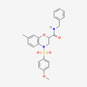 N-benzyl-4-[(4-methoxyphenyl)sulfonyl]-7-methyl-3,4-dihydro-2H-1,4-benzoxazine-2-carboxamide