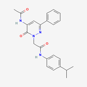 molecular formula C23H24N4O3 B11237051 2-(5-Acetamido-6-oxo-3-phenyl-1,6-dihydropyridazin-1-YL)-N-[4-(propan-2-YL)phenyl]acetamide 