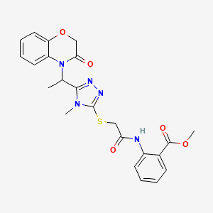 methyl 2-{[({4-methyl-5-[1-(3-oxo-2,3-dihydro-4H-1,4-benzoxazin-4-yl)ethyl]-4H-1,2,4-triazol-3-yl}sulfanyl)acetyl]amino}benzoate