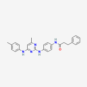 N-(4-((4-methyl-6-(p-tolylamino)pyrimidin-2-yl)amino)phenyl)-3-phenylpropanamide