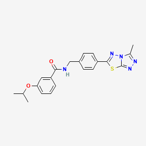 molecular formula C21H21N5O2S B11237101 3-isopropoxy-N-[4-(3-methyl[1,2,4]triazolo[3,4-b][1,3,4]thiadiazol-6-yl)benzyl]benzamide 