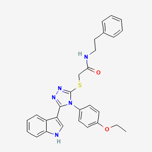 2-((4-(4-ethoxyphenyl)-5-(1H-indol-3-yl)-4H-1,2,4-triazol-3-yl)thio)-N-phenethylacetamide