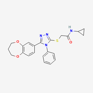 N-cyclopropyl-2-{[5-(3,4-dihydro-2H-1,5-benzodioxepin-7-yl)-4-phenyl-4H-1,2,4-triazol-3-yl]sulfanyl}acetamide