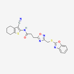 3-{3-[(1,3-benzoxazol-2-ylsulfanyl)methyl]-1,2,4-oxadiazol-5-yl}-N-(3-cyano-4,5,6,7-tetrahydro-1-benzothiophen-2-yl)propanamide