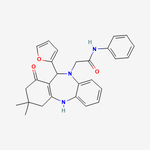 2-[11-(furan-2-yl)-3,3-dimethyl-1-oxo-1,2,3,4,5,11-hexahydro-10H-dibenzo[b,e][1,4]diazepin-10-yl]-N-phenylacetamide