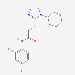 molecular formula C17H19F2N3OS B11237238 2-((1-cyclohexyl-1H-imidazol-2-yl)thio)-N-(2,4-difluorophenyl)acetamide 