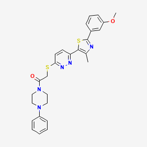 molecular formula C27H27N5O2S2 B11237240 2-((6-(2-(3-Methoxyphenyl)-4-methylthiazol-5-yl)pyridazin-3-yl)thio)-1-(4-phenylpiperazin-1-yl)ethanone 