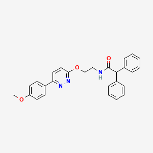 molecular formula C27H25N3O3 B11237244 N-(2-{[6-(4-methoxyphenyl)pyridazin-3-yl]oxy}ethyl)-2,2-diphenylacetamide 