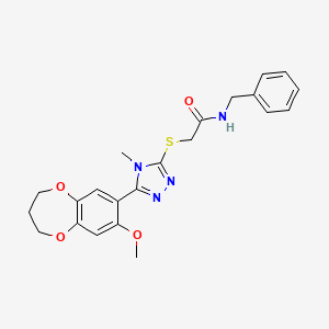 N-benzyl-2-{[5-(8-methoxy-3,4-dihydro-2H-1,5-benzodioxepin-7-yl)-4-methyl-4H-1,2,4-triazol-3-yl]sulfanyl}acetamide