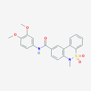 molecular formula C22H20N2O5S B11237261 N-(3,4-dimethoxyphenyl)-6-methyl-6H-dibenzo[c,e][1,2]thiazine-9-carboxamide 5,5-dioxide 