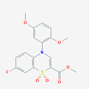 molecular formula C18H16FNO6S B11237282 methyl 4-(2,5-dimethoxyphenyl)-7-fluoro-4H-1,4-benzothiazine-2-carboxylate 1,1-dioxide 