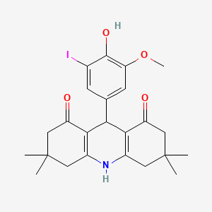 molecular formula C24H28INO4 B11237289 9-(4-Hydroxy-3-iodo-5-methoxyphenyl)-3,3,6,6-tetramethyl-1,2,3,4,5,6,7,8,9,10-decahydroacridine-1,8-dione 