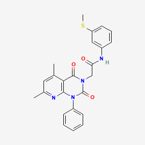 molecular formula C24H22N4O3S B11237298 2-(5,7-dimethyl-2,4-dioxo-1-phenyl-1,4-dihydropyrido[2,3-d]pyrimidin-3(2H)-yl)-N-[3-(methylsulfanyl)phenyl]acetamide 