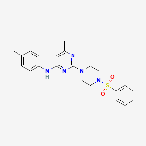 molecular formula C22H25N5O2S B11237319 6-methyl-2-(4-(phenylsulfonyl)piperazin-1-yl)-N-(p-tolyl)pyrimidin-4-amine 