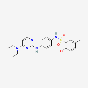 molecular formula C23H29N5O3S B11237381 N-(4-((4-(diethylamino)-6-methylpyrimidin-2-yl)amino)phenyl)-2-methoxy-5-methylbenzenesulfonamide 