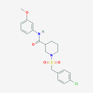 molecular formula C20H23ClN2O4S B11237441 1-[(4-chlorobenzyl)sulfonyl]-N-(3-methoxyphenyl)piperidine-3-carboxamide 