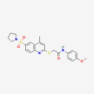 N-(4-methoxyphenyl)-2-{[4-methyl-6-(pyrrolidin-1-ylsulfonyl)quinolin-2-yl]sulfanyl}acetamide