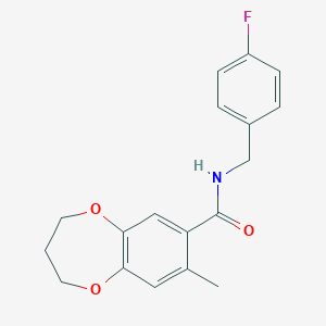 N-(4-fluorobenzyl)-8-methyl-3,4-dihydro-2H-1,5-benzodioxepine-7-carboxamide