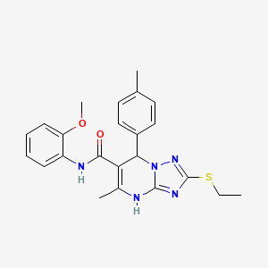 molecular formula C23H25N5O2S B11237487 2-(ethylsulfanyl)-N-(2-methoxyphenyl)-5-methyl-7-(4-methylphenyl)-4,7-dihydro[1,2,4]triazolo[1,5-a]pyrimidine-6-carboxamide 