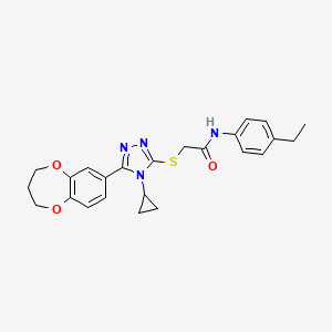 molecular formula C24H26N4O3S B11237504 2-{[4-cyclopropyl-5-(3,4-dihydro-2H-1,5-benzodioxepin-7-yl)-4H-1,2,4-triazol-3-yl]sulfanyl}-N-(4-ethylphenyl)acetamide 