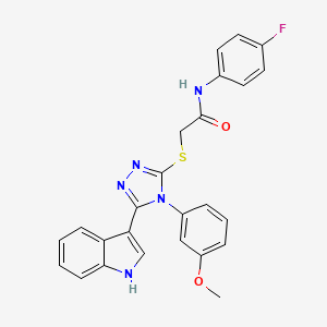 molecular formula C25H20FN5O2S B11237511 2-((5-(1H-indol-3-yl)-4-(3-methoxyphenyl)-4H-1,2,4-triazol-3-yl)thio)-N-(4-fluorophenyl)acetamide 