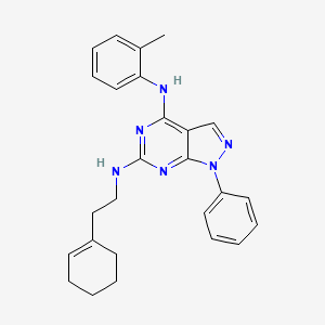 molecular formula C26H28N6 B11237512 N~6~-[2-(cyclohex-1-en-1-yl)ethyl]-N~4~-(2-methylphenyl)-1-phenyl-1H-pyrazolo[3,4-d]pyrimidine-4,6-diamine 