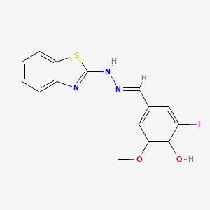 molecular formula C15H12IN3O2S B11237524 4-Hydroxy-3-iodo-5-methoxybenzaldehyde 1,3-benzothiazol-2-ylhydrazone 