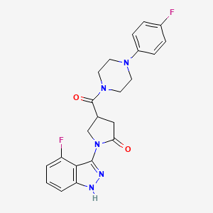 molecular formula C22H21F2N5O2 B11237528 1-(4-fluoro-1H-indazol-3-yl)-4-{[4-(4-fluorophenyl)piperazin-1-yl]carbonyl}pyrrolidin-2-one 