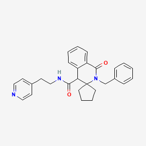 molecular formula C28H29N3O2 B11237533 2'-Benzyl-1'-oxo-N-[2-(pyridin-4-YL)ethyl]-2',4'-dihydro-1'H-spiro[cyclopentane-1,3'-isoquinoline]-4'-carboxamide 