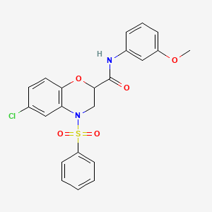 6-chloro-N-(3-methoxyphenyl)-4-(phenylsulfonyl)-3,4-dihydro-2H-1,4-benzoxazine-2-carboxamide