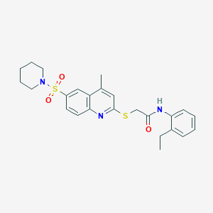 N-(2-Ethylphenyl)-2-{[4-methyl-6-(piperidine-1-sulfonyl)quinolin-2-YL]sulfanyl}acetamide