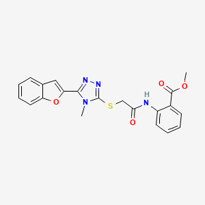 molecular formula C21H18N4O4S B11237574 methyl 2-[({[5-(1-benzofuran-2-yl)-4-methyl-4H-1,2,4-triazol-3-yl]sulfanyl}acetyl)amino]benzoate 