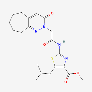 molecular formula C20H26N4O4S B11237608 methyl 5-(2-methylpropyl)-2-{[(3-oxo-3,5,6,7,8,9-hexahydro-2H-cyclohepta[c]pyridazin-2-yl)acetyl]amino}-1,3-thiazole-4-carboxylate 