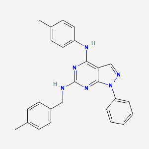 molecular formula C26H24N6 B11237622 N~6~-(4-methylbenzyl)-N~4~-(4-methylphenyl)-1-phenyl-1H-pyrazolo[3,4-d]pyrimidine-4,6-diamine 