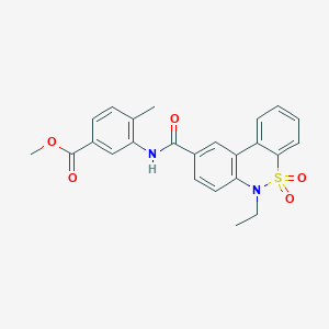 molecular formula C24H22N2O5S B11237630 methyl 3-{[(6-ethyl-5,5-dioxido-6H-dibenzo[c,e][1,2]thiazin-9-yl)carbonyl]amino}-4-methylbenzoate 