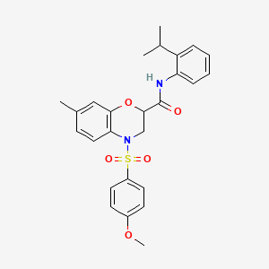 4-[(4-methoxyphenyl)sulfonyl]-7-methyl-N-[2-(propan-2-yl)phenyl]-3,4-dihydro-2H-1,4-benzoxazine-2-carboxamide