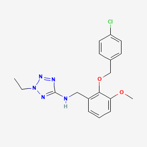 molecular formula C18H20ClN5O2 B11237642 N-{2-[(4-chlorobenzyl)oxy]-3-methoxybenzyl}-2-ethyl-2H-tetrazol-5-amine 