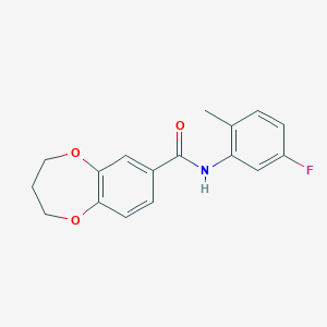 molecular formula C17H16FNO3 B11237663 N-(5-fluoro-2-methylphenyl)-3,4-dihydro-2H-1,5-benzodioxepine-7-carboxamide 