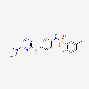 2,5-dimethyl-N-(4-((4-methyl-6-(pyrrolidin-1-yl)pyrimidin-2-yl)amino)phenyl)benzenesulfonamide