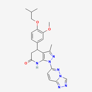 molecular formula C23H25N7O3 B11237750 4-[3-methoxy-4-(2-methylpropoxy)phenyl]-3-methyl-1-([1,2,4]triazolo[4,3-b]pyridazin-6-yl)-4,5-dihydro-1H-pyrazolo[3,4-b]pyridin-6-ol 