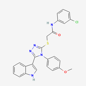 molecular formula C25H20ClN5O2S B11237785 2-((5-(1H-indol-3-yl)-4-(4-methoxyphenyl)-4H-1,2,4-triazol-3-yl)thio)-N-(3-chlorophenyl)acetamide 