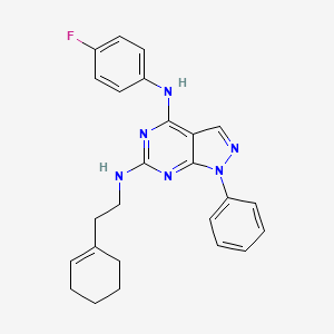 molecular formula C25H25FN6 B11237794 N~6~-[2-(cyclohex-1-en-1-yl)ethyl]-N~4~-(4-fluorophenyl)-1-phenyl-1H-pyrazolo[3,4-d]pyrimidine-4,6-diamine 