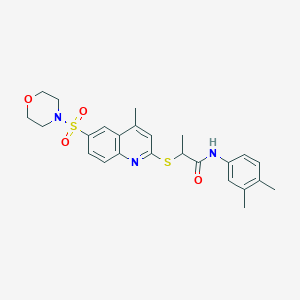 molecular formula C25H29N3O4S2 B11237810 N-(3,4-Dimethylphenyl)-2-{[4-methyl-6-(morpholine-4-sulfonyl)quinolin-2-YL]sulfanyl}propanamide 