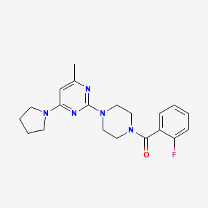 molecular formula C20H24FN5O B11237826 2-[4-(2-Fluorobenzoyl)piperazin-1-YL]-4-methyl-6-(pyrrolidin-1-YL)pyrimidine 