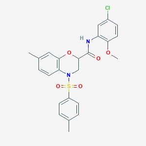 N-(5-chloro-2-methoxyphenyl)-7-methyl-4-[(4-methylphenyl)sulfonyl]-3,4-dihydro-2H-1,4-benzoxazine-2-carboxamide