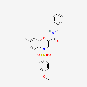 molecular formula C25H26N2O5S B11237843 4-[(4-methoxyphenyl)sulfonyl]-7-methyl-N-(4-methylbenzyl)-3,4-dihydro-2H-1,4-benzoxazine-2-carboxamide 