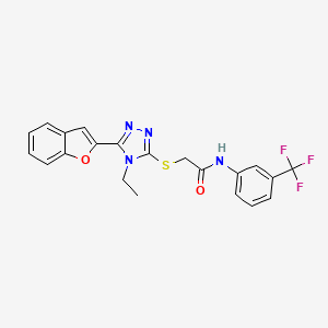 molecular formula C21H17F3N4O2S B11237844 2-{[5-(1-benzofuran-2-yl)-4-ethyl-4H-1,2,4-triazol-3-yl]sulfanyl}-N-[3-(trifluoromethyl)phenyl]acetamide CAS No. 938004-16-1