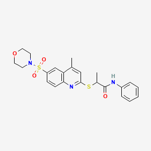 2-{[4-Methyl-6-(morpholine-4-sulfonyl)quinolin-2-YL]sulfanyl}-N-phenylpropanamide