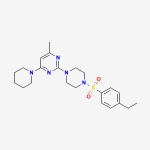 molecular formula C22H31N5O2S B11237863 2-[4-(4-Ethylbenzenesulfonyl)piperazin-1-YL]-4-methyl-6-(piperidin-1-YL)pyrimidine 