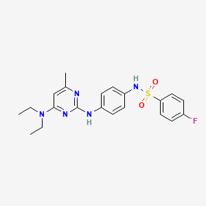 molecular formula C21H24FN5O2S B11237869 N-(4-((4-(diethylamino)-6-methylpyrimidin-2-yl)amino)phenyl)-4-fluorobenzenesulfonamide 